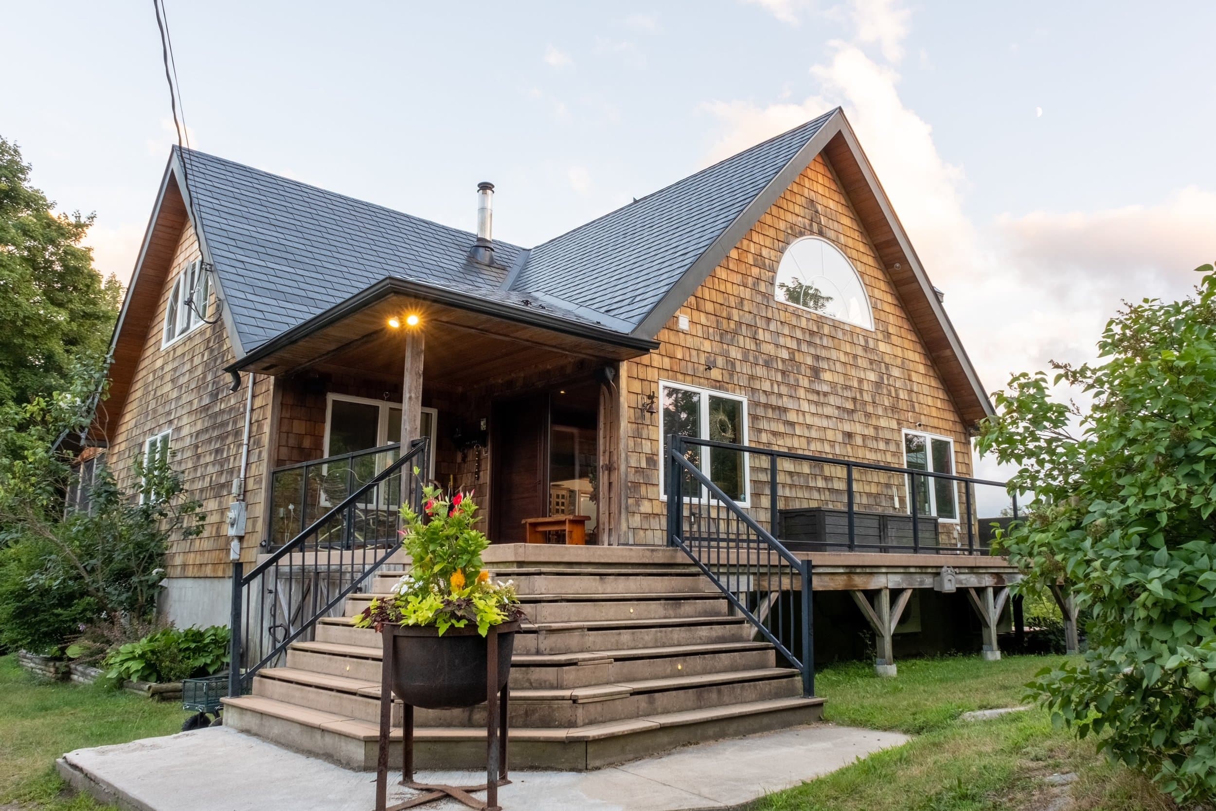 Front steps and porch of the lakehouse