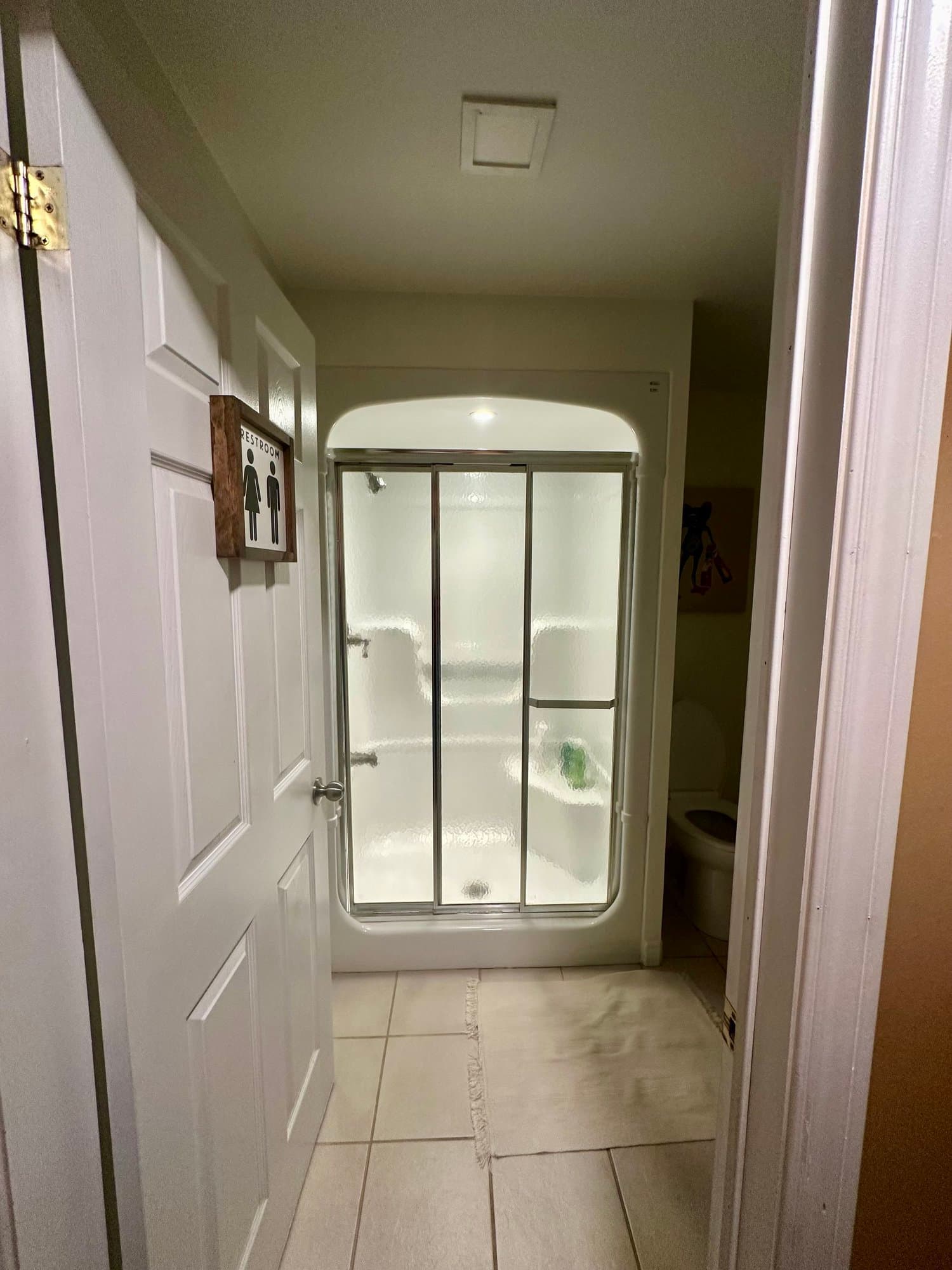 Bathroom with a shower stall