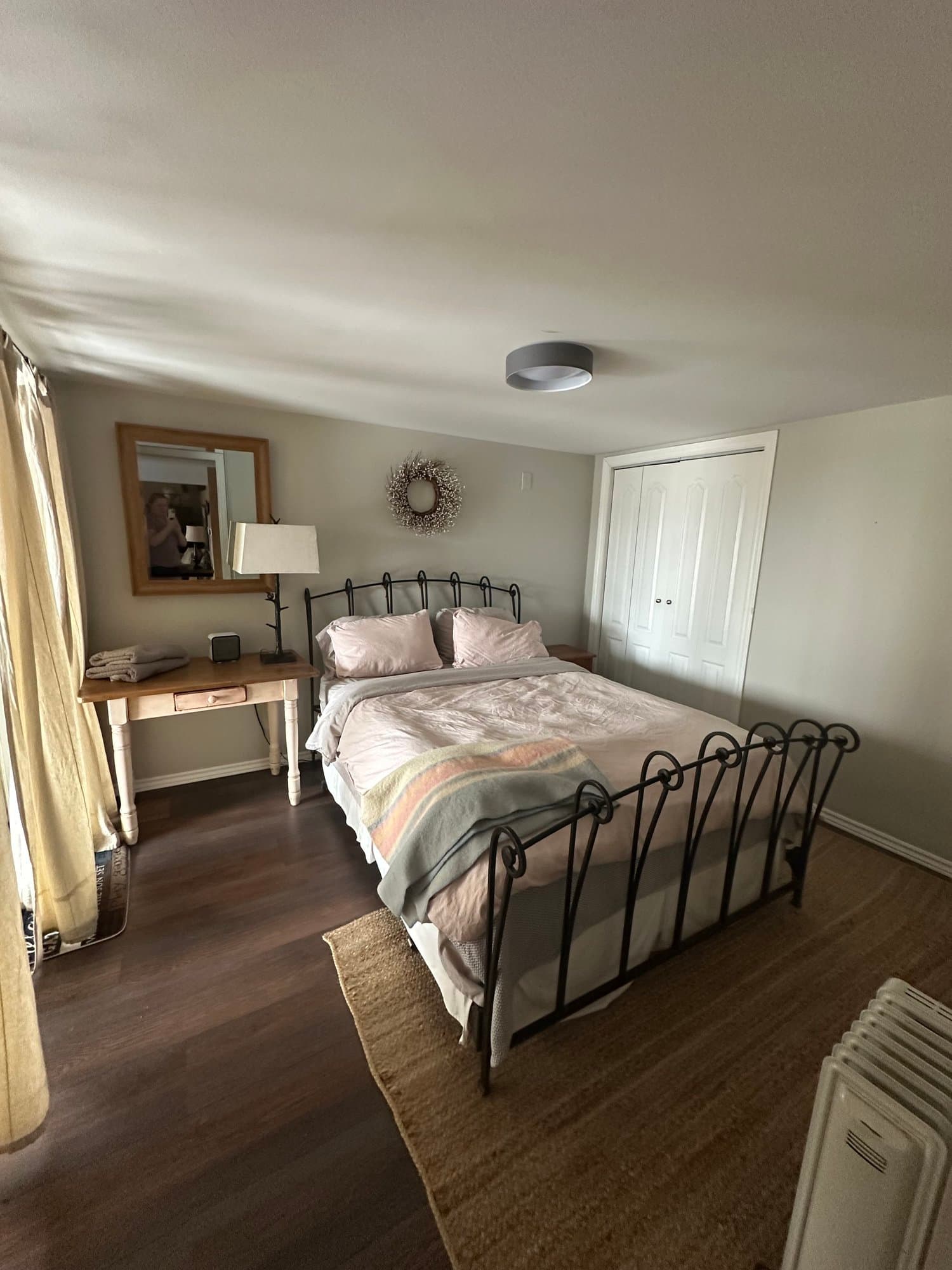 Bedroom with an iron bed frame