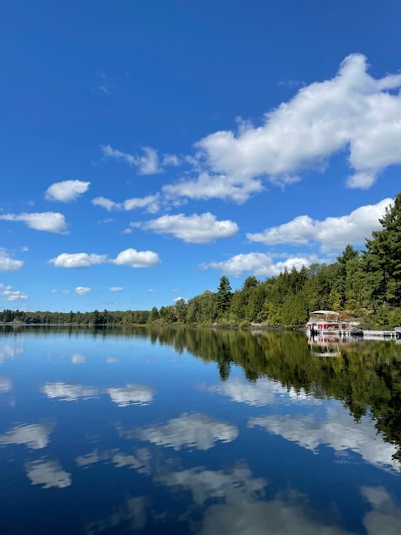 Clouds reflected in the calm lake