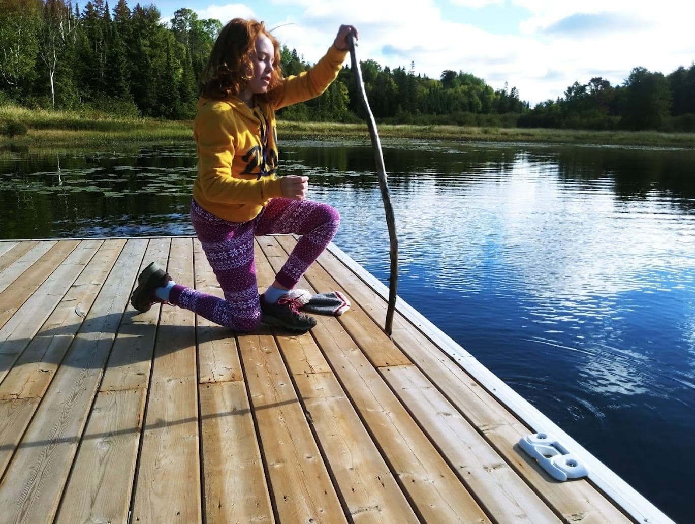 Paddleboarder on the dock