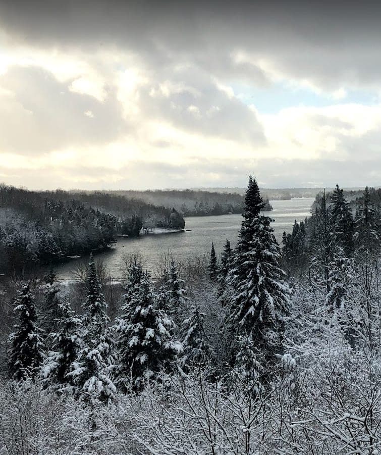 Snowy view over the lake