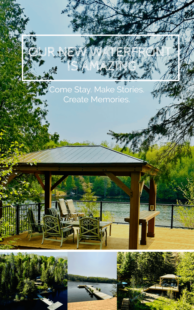 Our new waterfront is amazing. Come stay, make stories, create memories. The lakeside gazebo and new dock