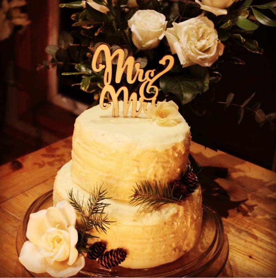 Wedding cake with a Mr & Mrs topper
