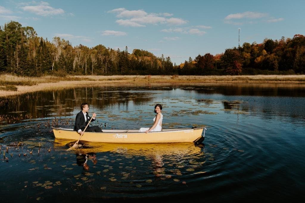 Couple in a canoe on the lake