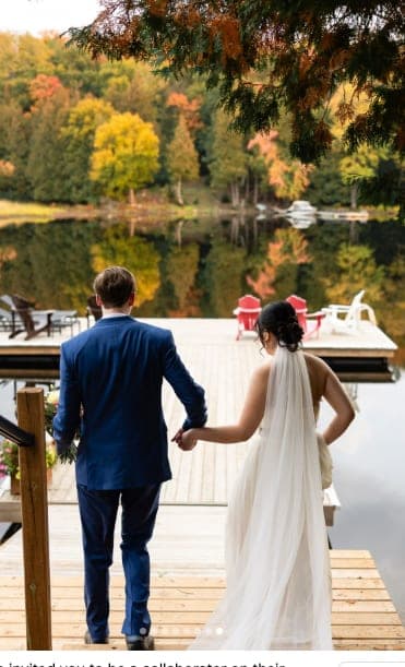 Couple walking to the dock
