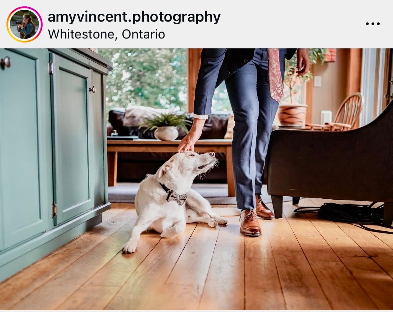 Groom and dog at the cottage