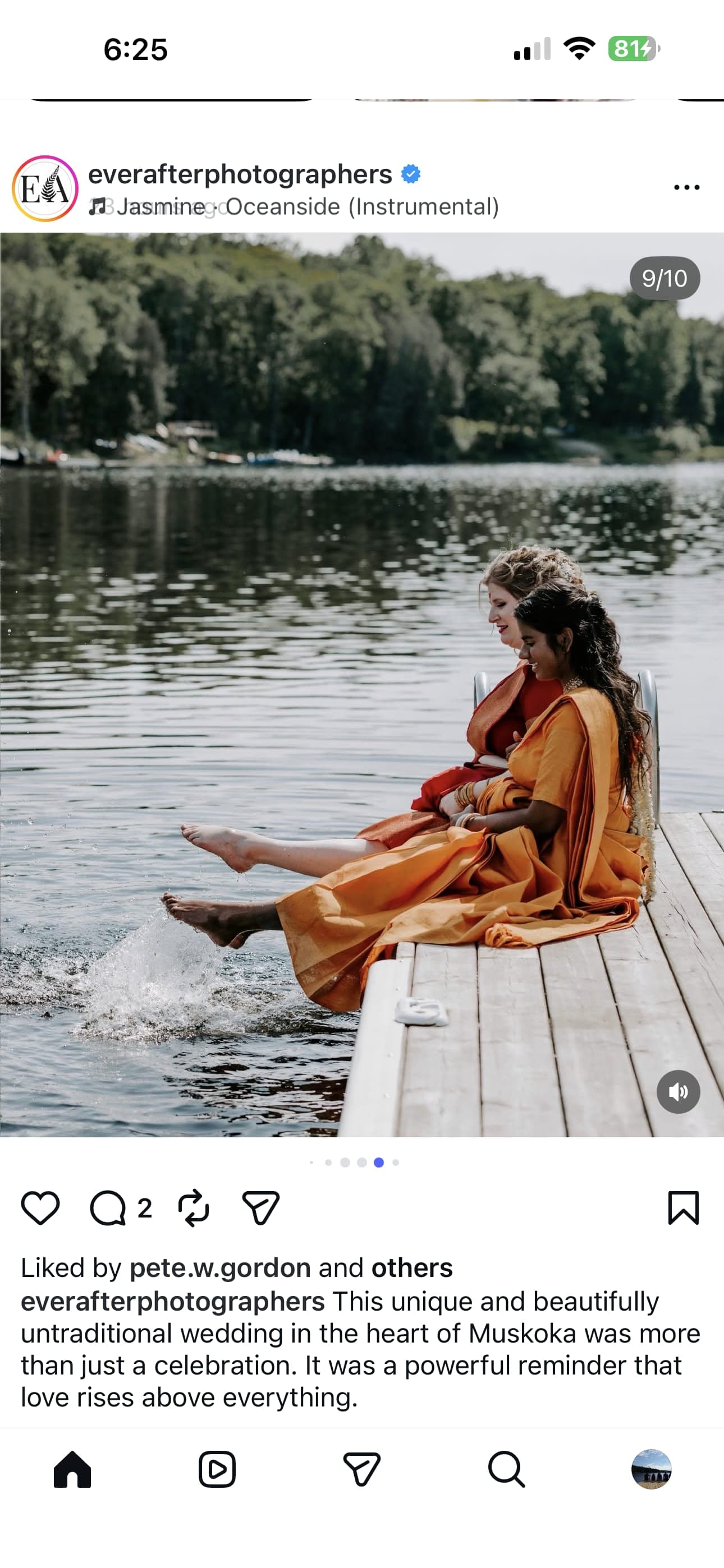 Bride on the dock by the water