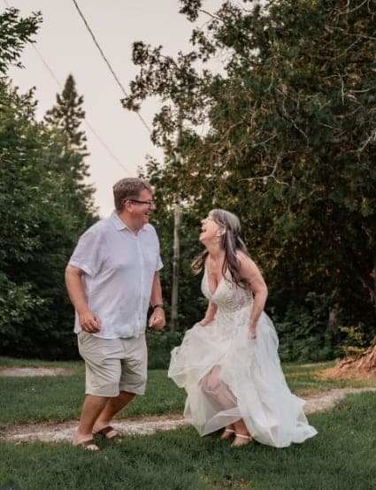 Couple dancing on the lawn